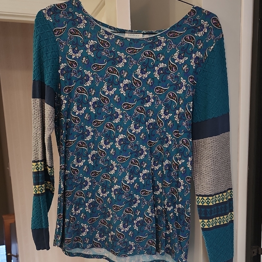 Sundance Teal Paisley Top Size L
